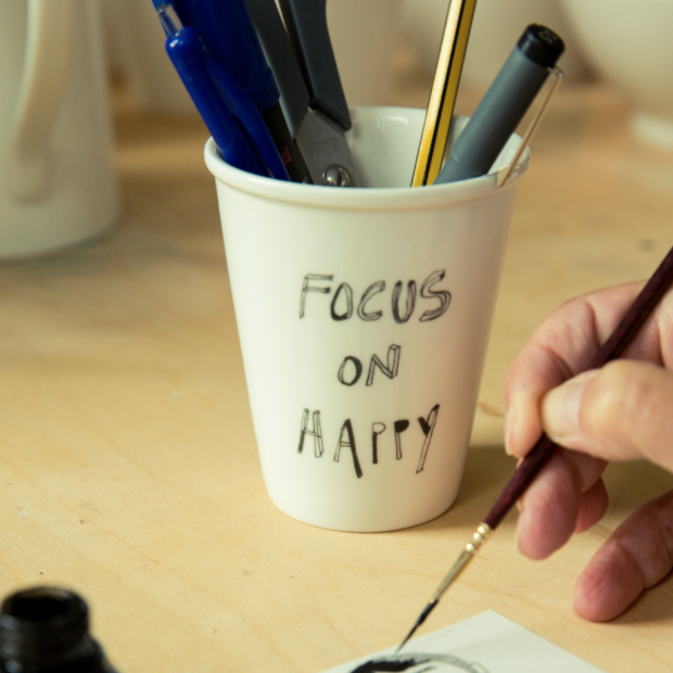 Porcelain cup - 'Focus on happy'-Helen B-My Ex Boyfriend