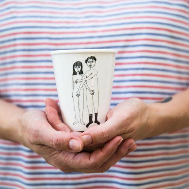 Porcelain cup - 'Naked Couple'-Helen B-My Ex Boyfriend